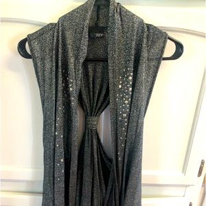 Charcoal gray sparkly tunic with silvers jewels, bundle 3 $10 items for $20